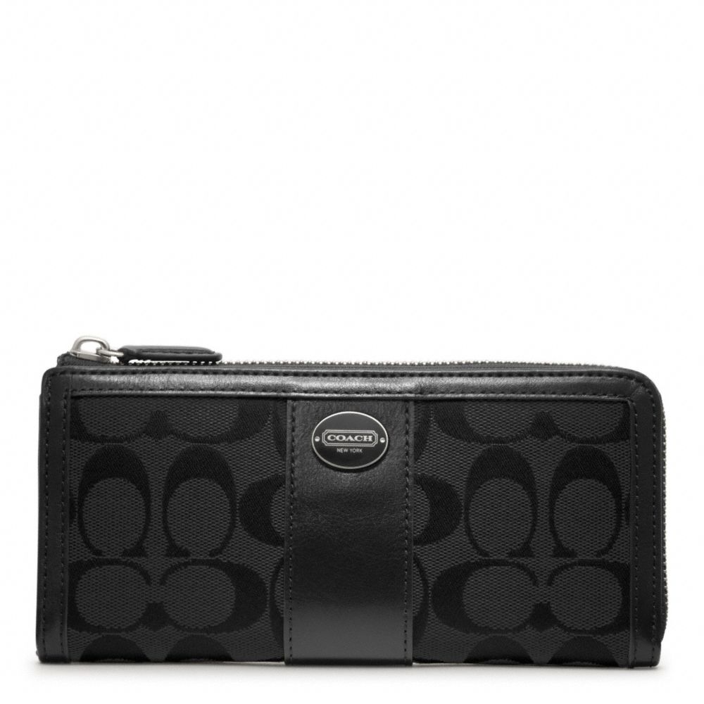 COACH SLIM ZIP WALLET IN SIGNATURE - SILVER/BLACK/BLACK - F48437