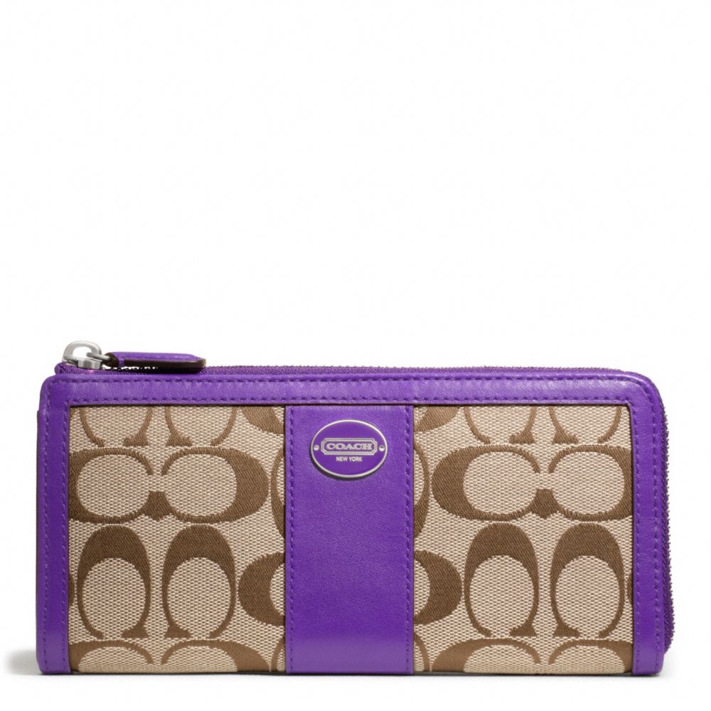 COACH F48437 SIGNATURE SLIM ZIP SILVER/KHAKI/ULTRAVIOLET