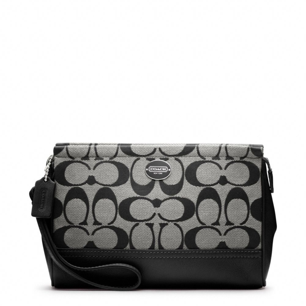 COACH F48442 Signature Large Wristlet SILVER/BLACK/WHITE/BLACK