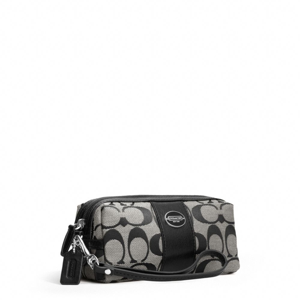 COACH F48444 SIGNATURE COSMETIC CASE SILVER/BLACK/WHITE/BLACK