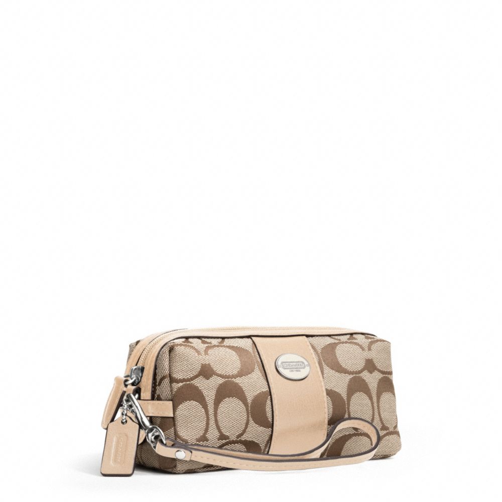 SIGNATURE COSMETIC CASE - SILVER/KHAKI/VACHETTA - COACH F48444