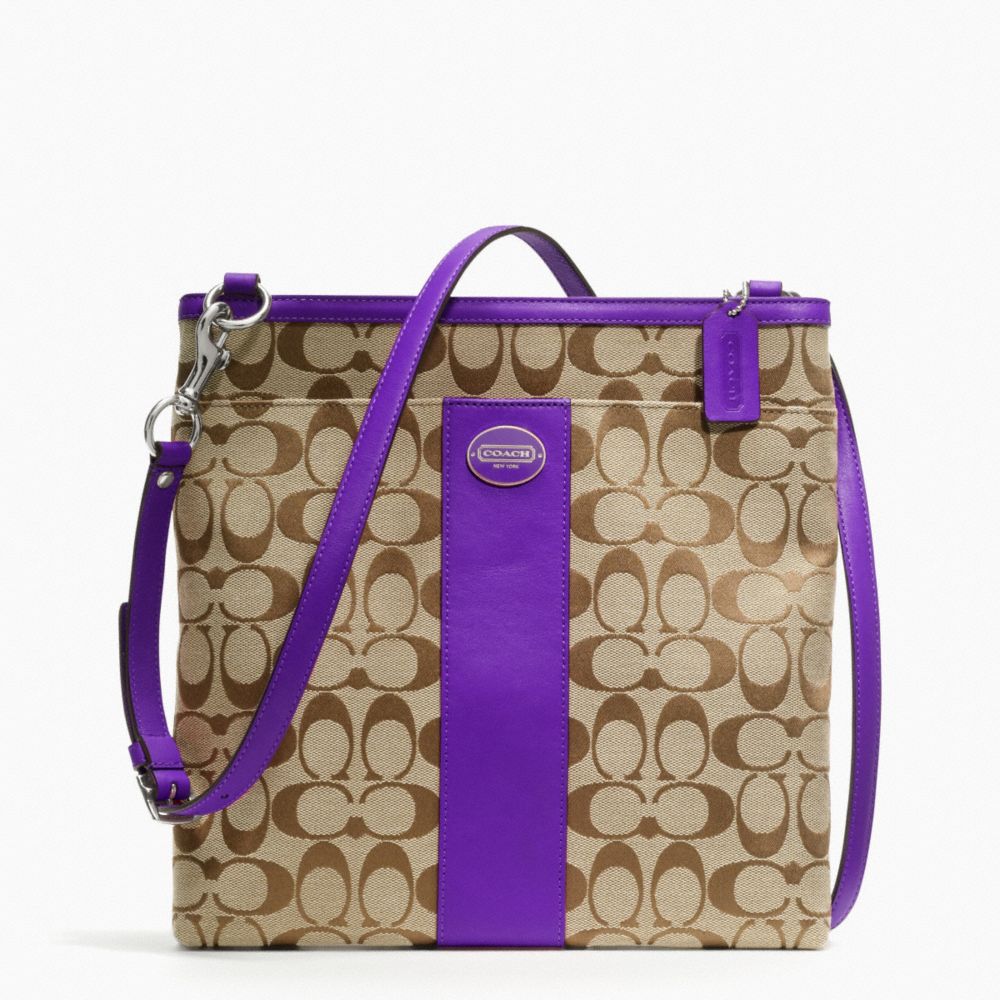 COACH F48446 - LARGE SWINGPACK IN SIGNATURE FABRIC SILVER/KHAKI/ULTRAVIOLET