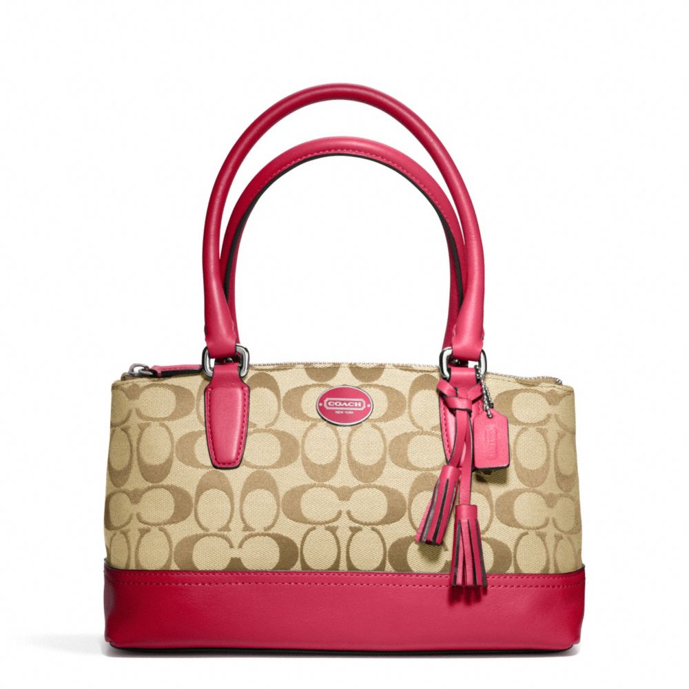 COACH f48448 SIGNATURE MINI RORY BAG SILVER/LT KHAKI/PINK SCARLET