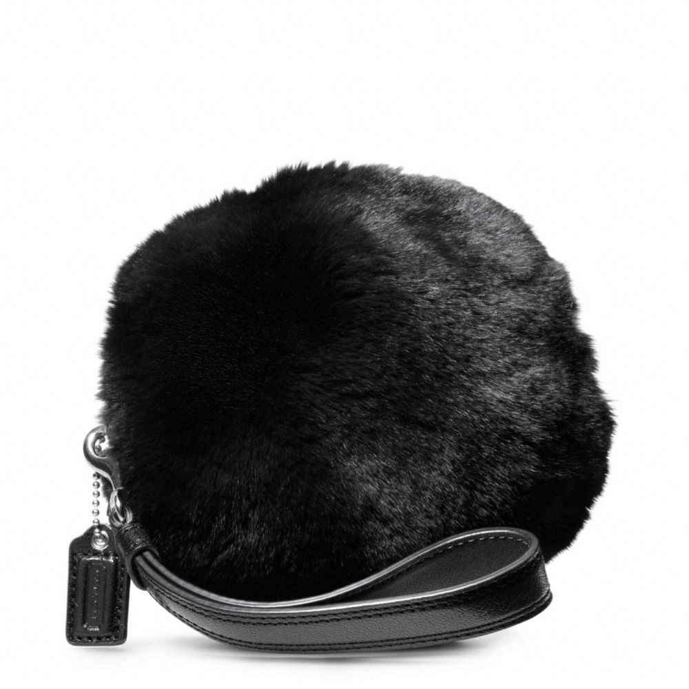 COACH MADISON FUR BALL WRISTLET - SILVER/BLACK - f48466