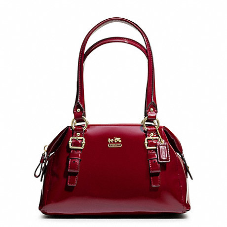 COACH f48468 MADISON PATENT SMALL BAG BRASS/CRIMSON