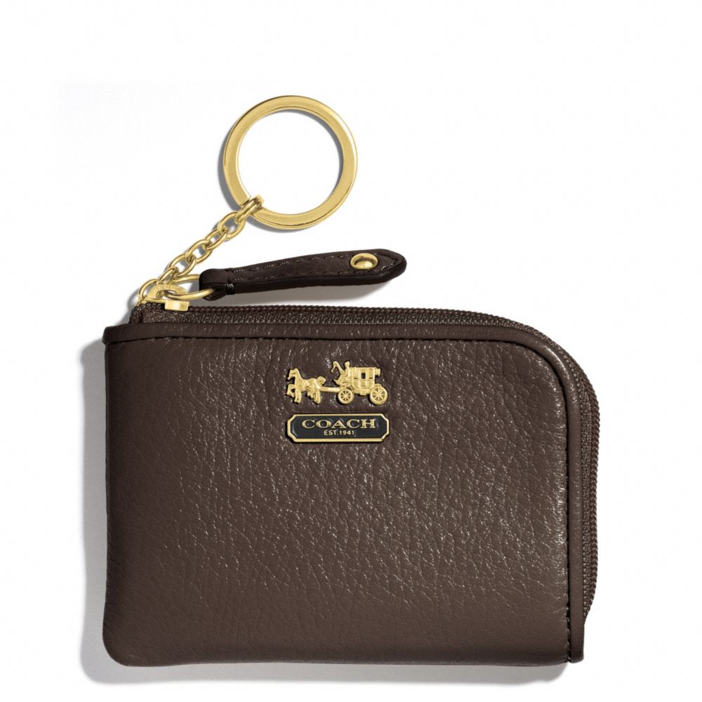 COACH f48471 MADISON LEATHER L-ZIP MINI SKINNY BRASS/MAHOGANY