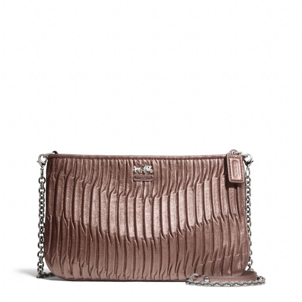 MADISON GATHERED LEATHER ZIP CROSSBODY - SILVER/BRONZE - COACH F48498