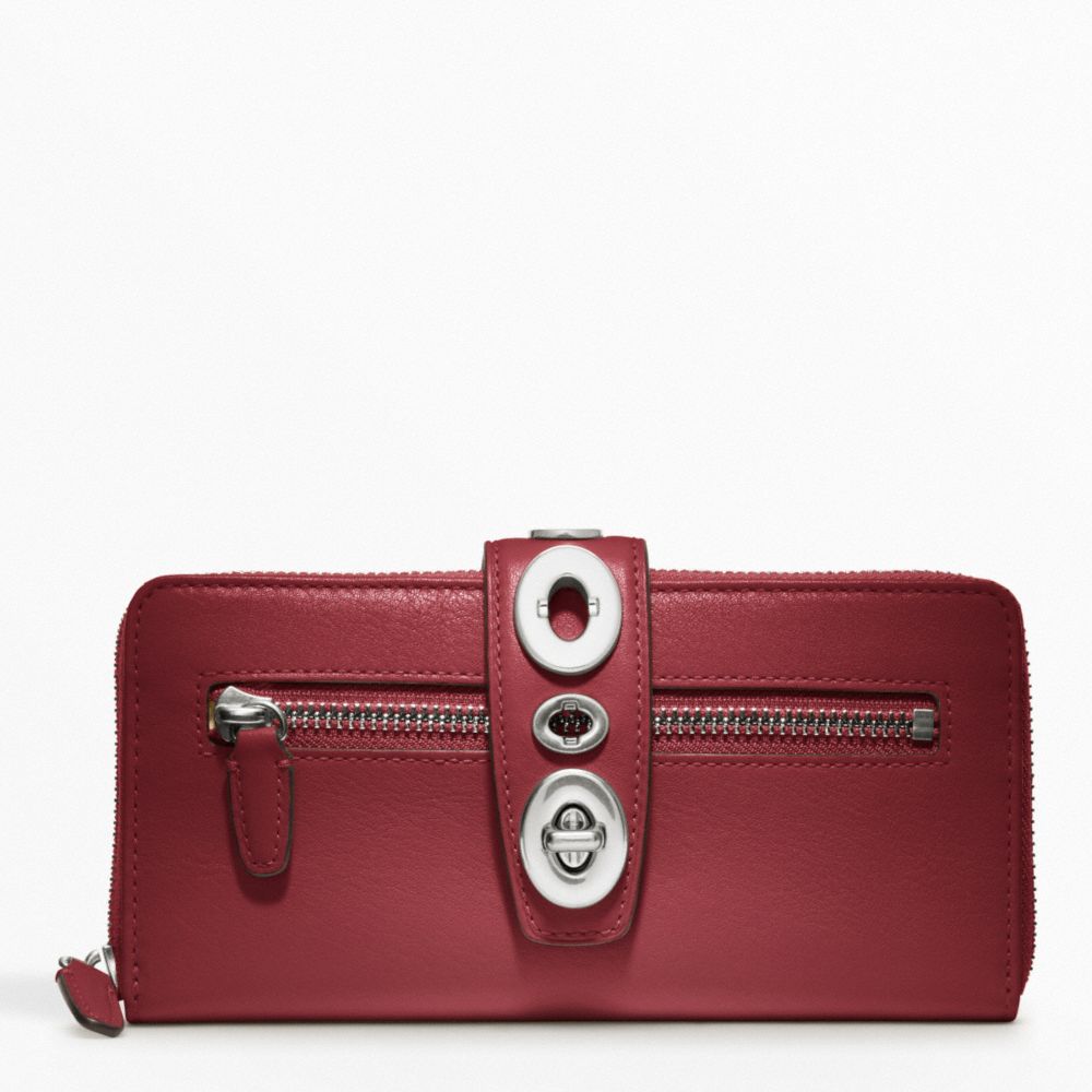 COACH ARCHIVE ACCORDION ZIP WALLET - SILVER/BLACK CHERRY - f48562