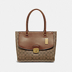 AVARY TOTE IN SIGNATURE CANVAS - F48630 - KHAKI/SADDLE 2/IMITATION GOLD