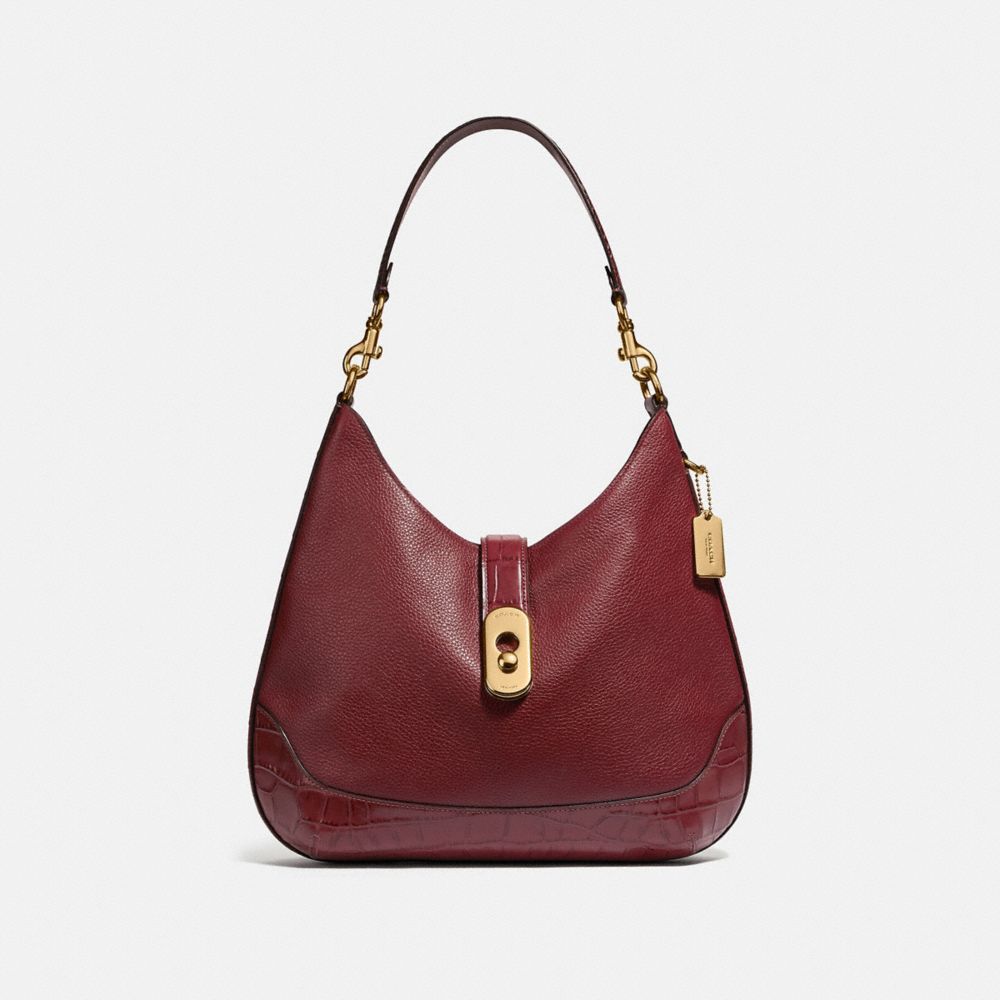 AMBER HOBO - F48636 - WINE/IMITATION GOLD