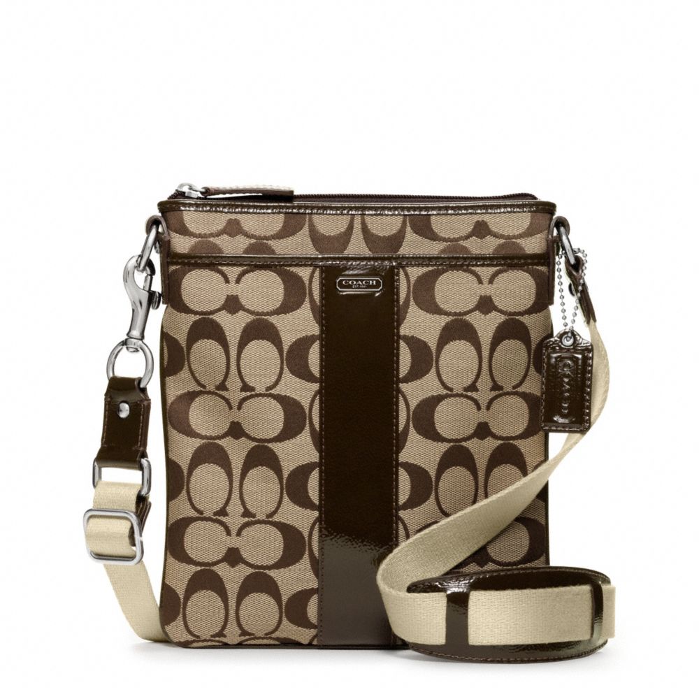 COACH SIGNATURE SWINGPACK - SILVER/KHAKI/MAHOGANY 2 - F48639