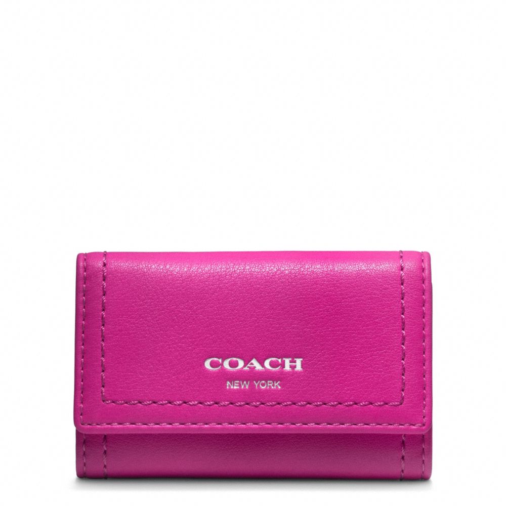 COACH F48661 Legacy Leather 6 Ring Key Case SILVER/BRIGHT MAGENTA