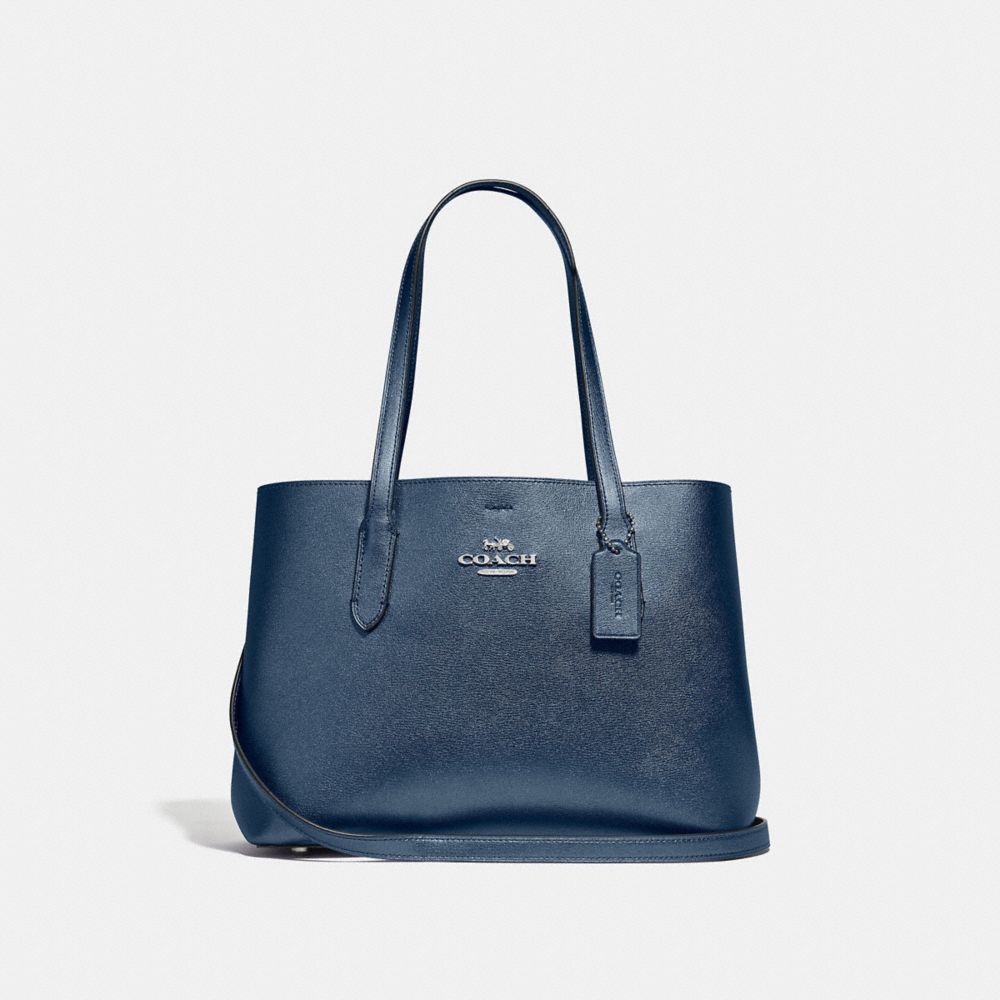 COACH F48734 AVENUE CARRYALL METALLIC-MIDNIGHT-NAVY/BLACK/SILVER