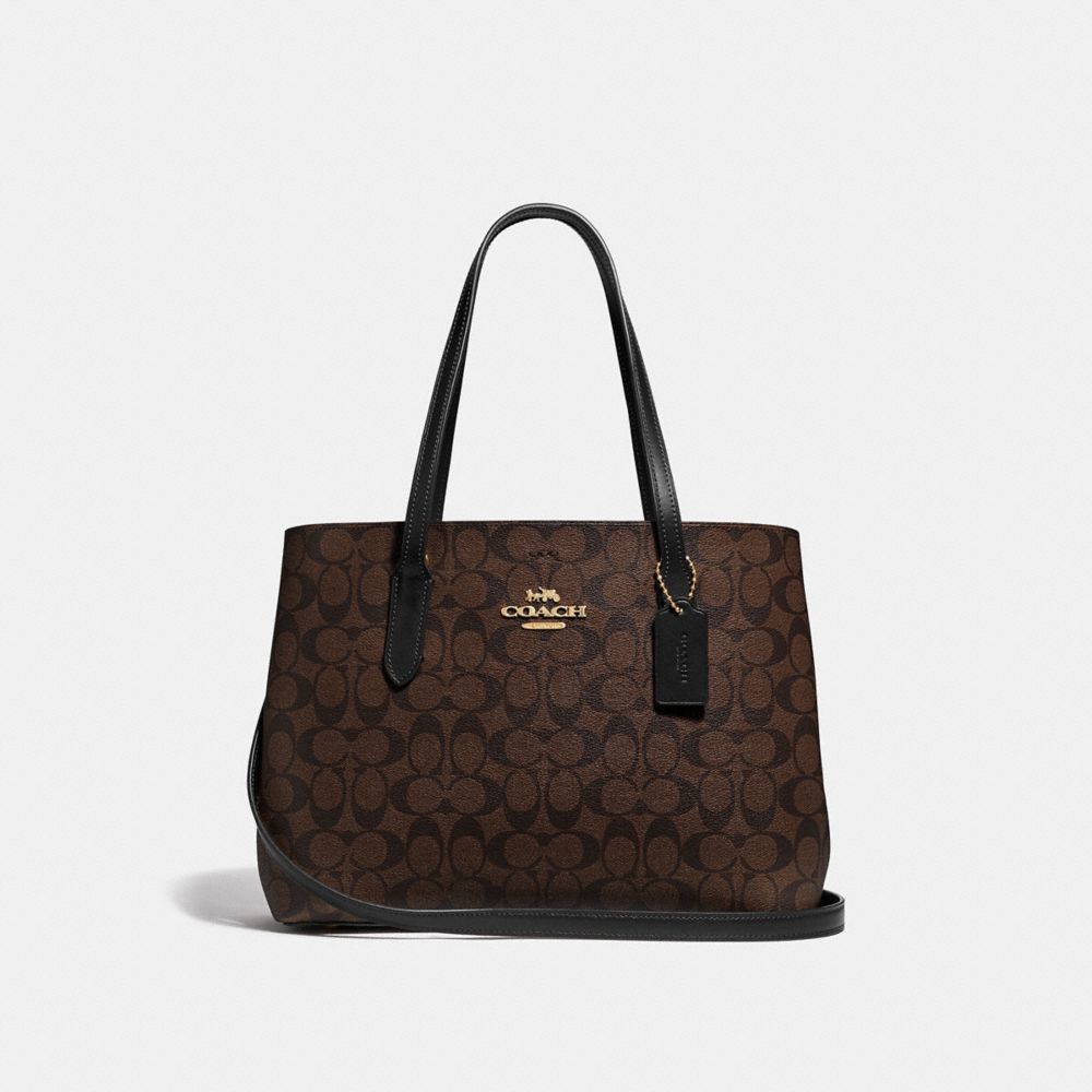 AVENUE CARRYALL IN SIGNATURE CANVAS - F48735 - BROWN/BLACK/IMITATION GOLD