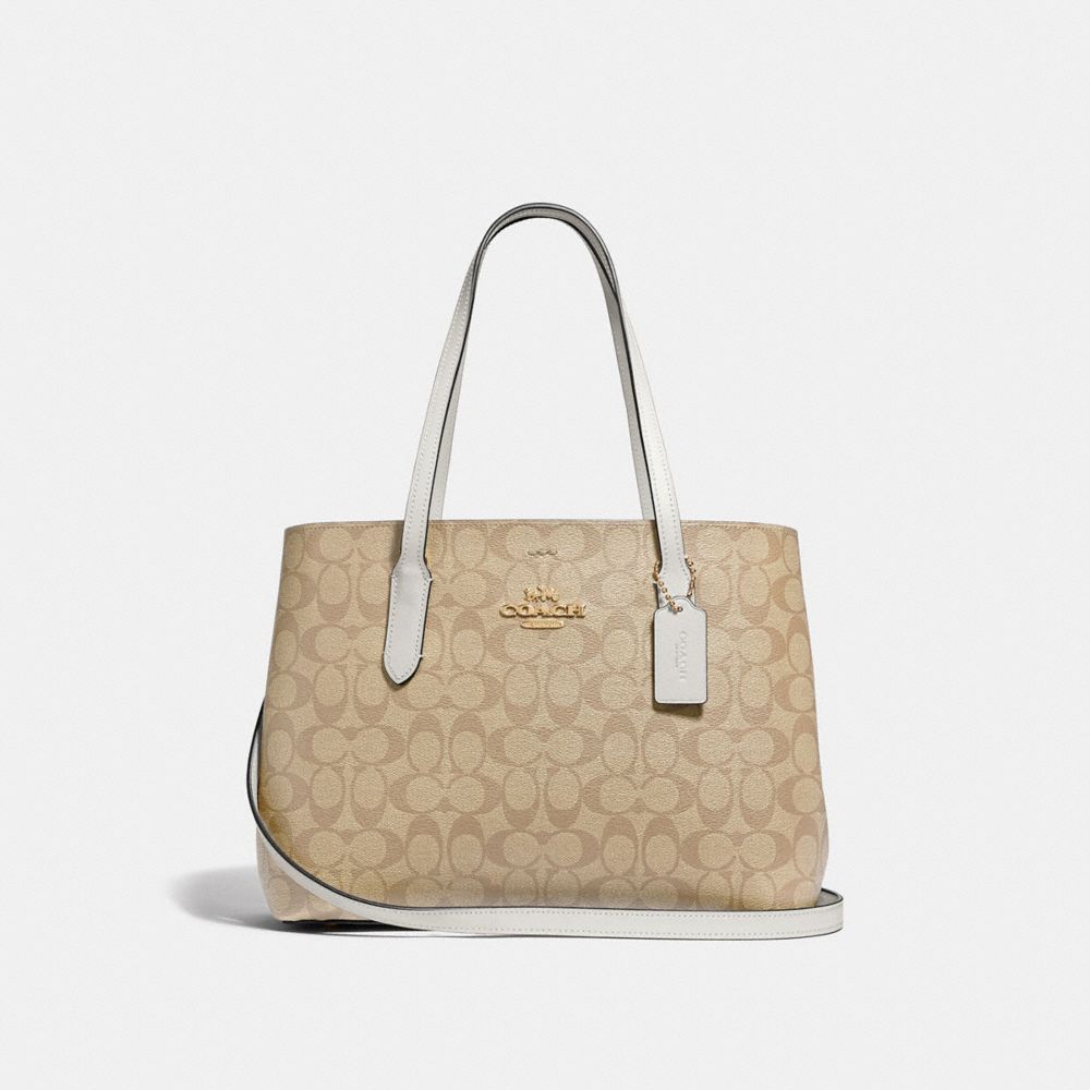 COACH F48735 AVENUE CARRYALL IN SIGNATURE CANVAS LIGHT KHAKI/CHALK/IMITATION GOLD