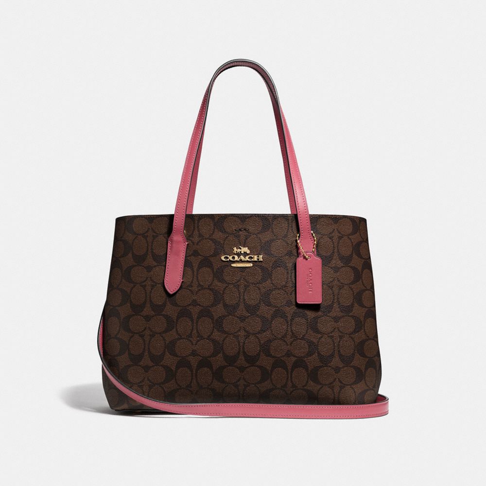 COACH AVENUE CARRYALL IN SIGNATURE CANVAS - BROWN/STRAWBERRY/IMITATION GOLD - F48735