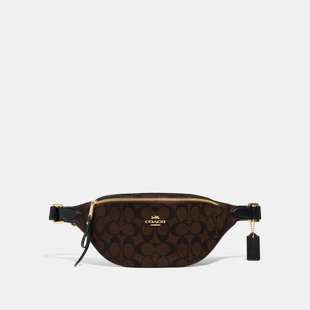 COACH F48740 BELT BAG IN SIGNATURE CANVAS BROWN/BLACK/IMITATION GOLD