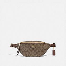 BELT BAG IN SIGNATURE CANVAS - F48740 - KHAKI/SADDLE 2/IMITATION GOLD