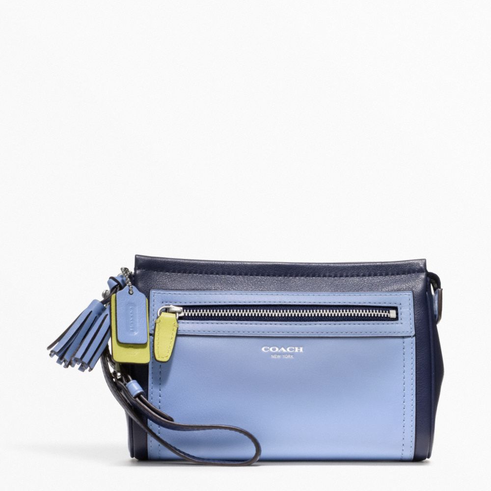 COLORBLOCK LEATHER LARGE WRISTLET - SILVER/NAVY/CHAMBRAY - COACH F48875