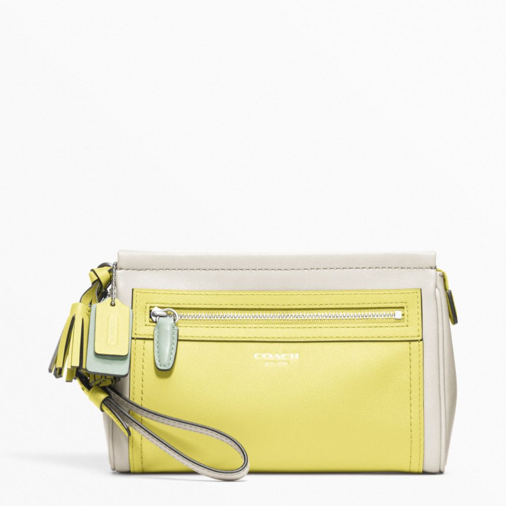 COACH COLORBLOCK LEATHER LARGE WRISTLET - SILVER/PARCHMENT/CITRINE - f48875