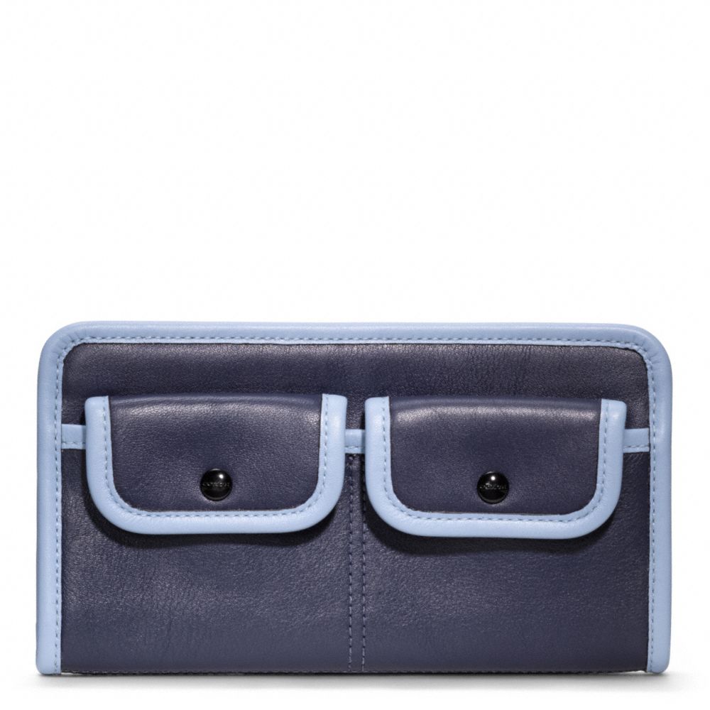 COACH F48885 Archive Two Tone Zippy Wallet SILVER/NAVY/CHAMBRAY