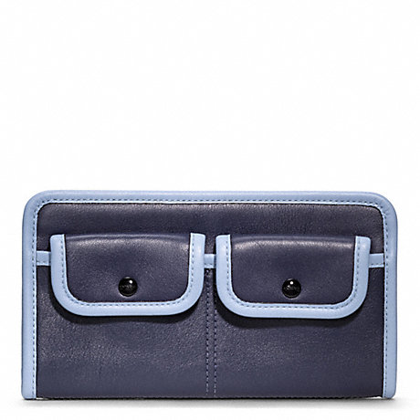 COACH F48885 ARCHIVE TWO TONE ZIPPY WALLET SILVER/NAVY/CHAMBRAY