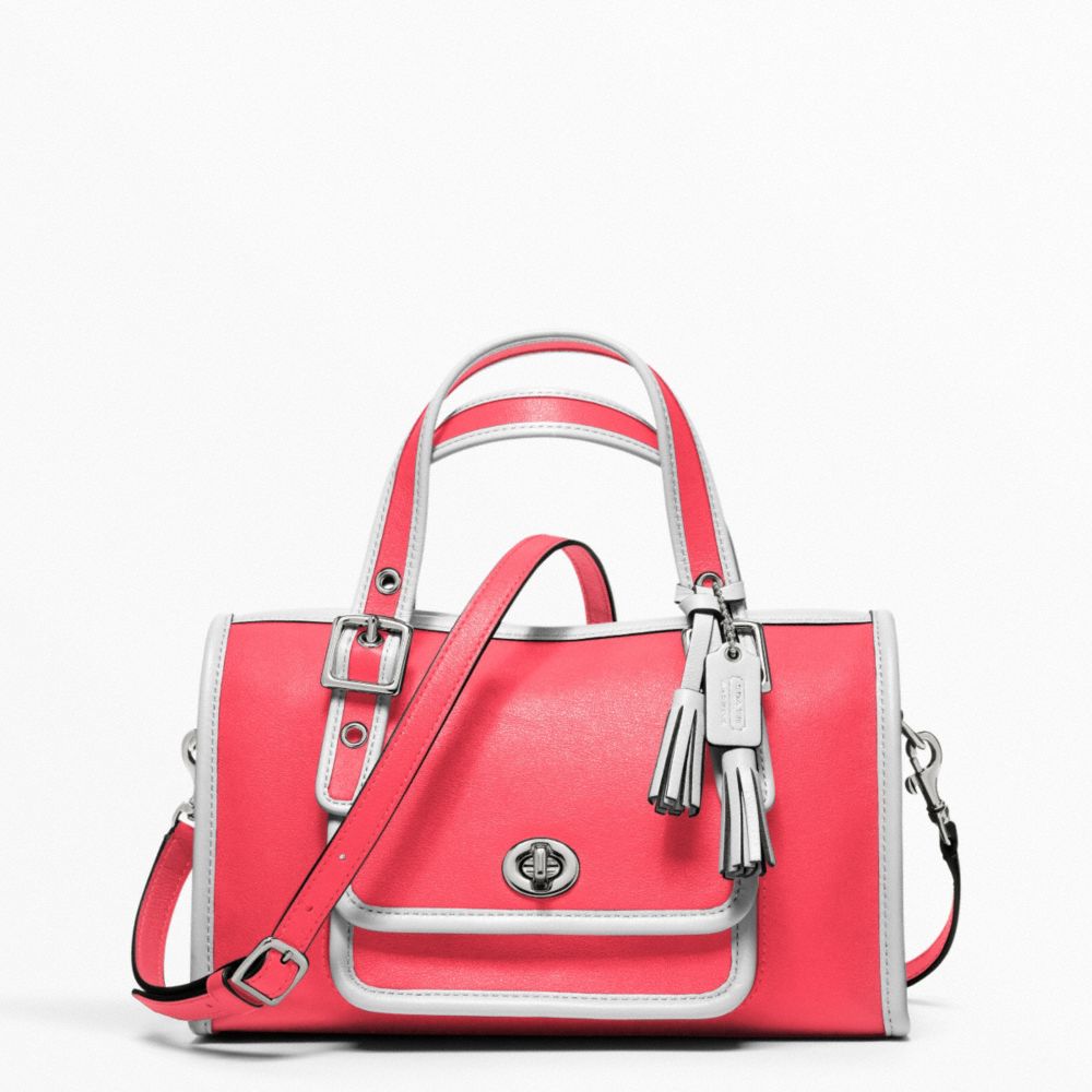 COACH F48896 ARCHIVE TWO-TONE MINI SATCHEL SILVER/BRIGHT-CORAL/SNOW