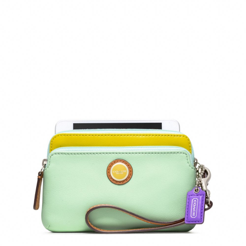 COACH POPPY COLORBLOCK LEATHER DOUBLE ZIP WRISTLET -  - f49052