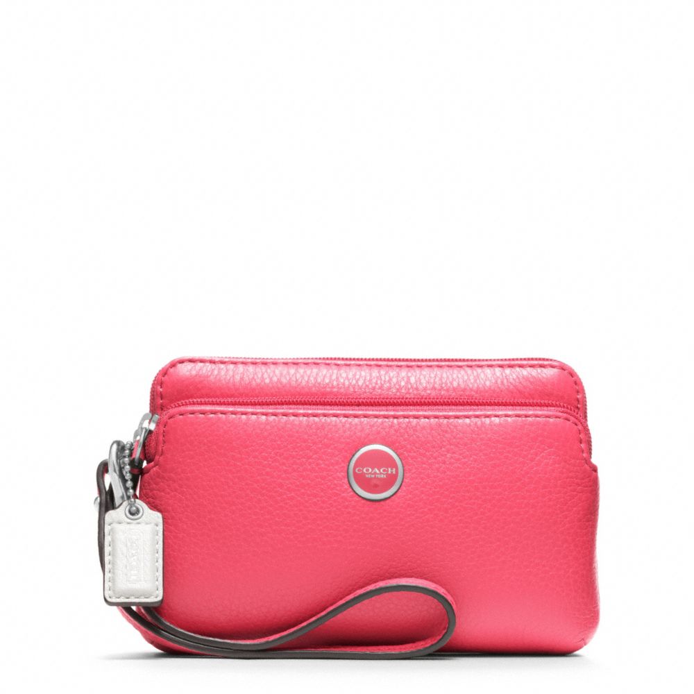 COACH F49053 Poppy Leather Double Zip Wristlet 