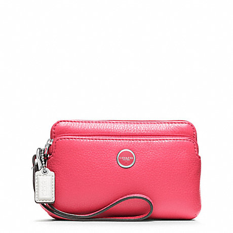 COACH F49053 POPPY LEATHER DOUBLE ZIP WRISTLET ONE-COLOR