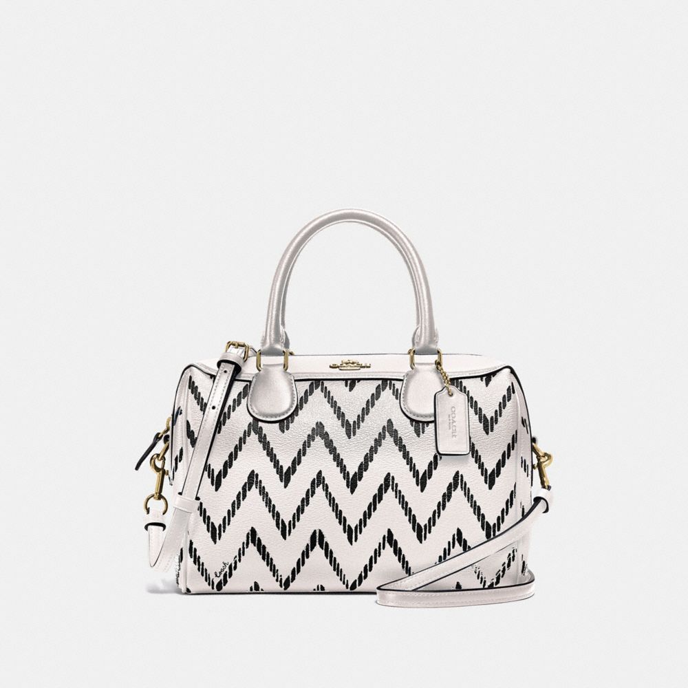 COACH MINI BENNETT SATCHEL WITH GEO CHEVRON PRINT - BLACK/CHALK/IMITATION GOLD - F49055