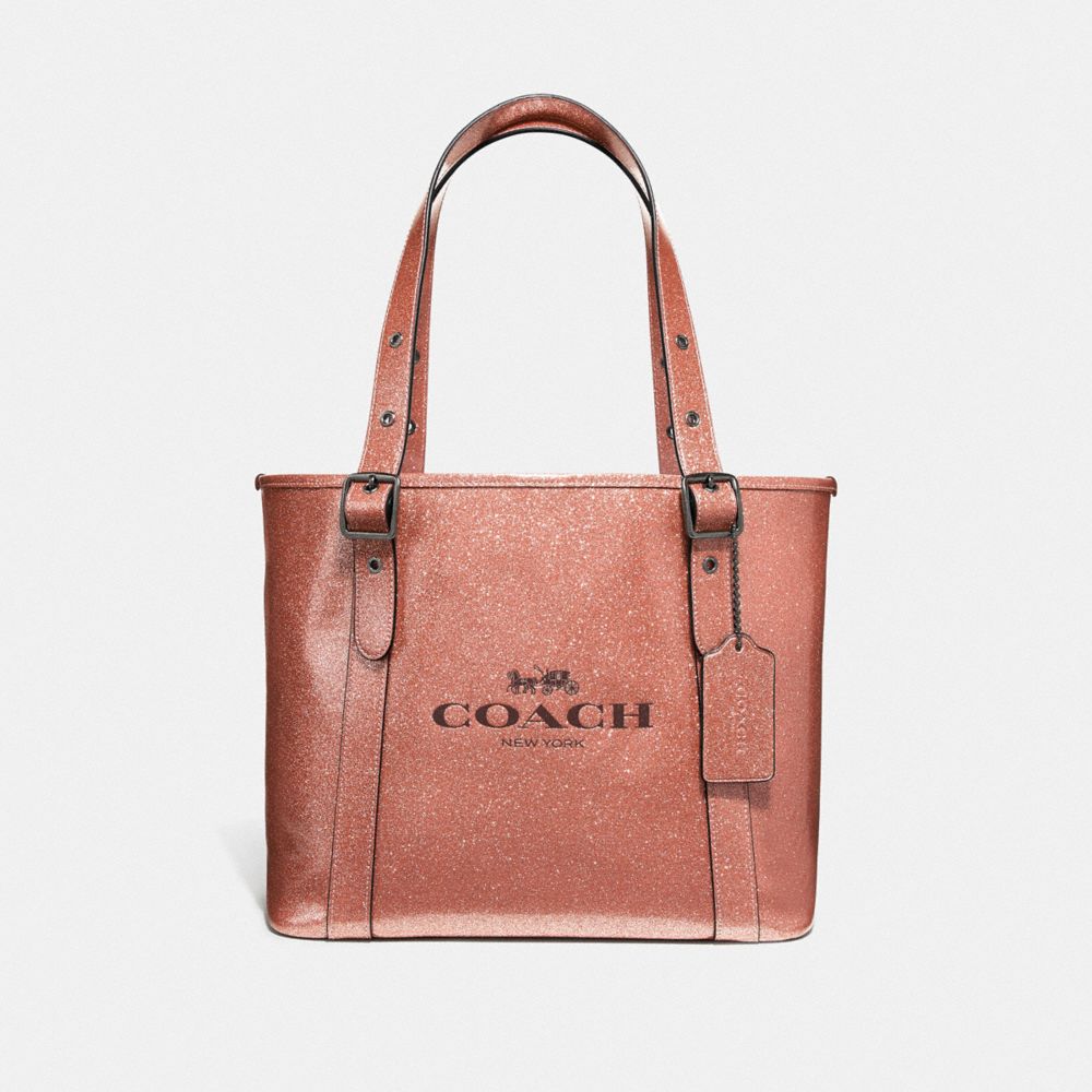 COACH F49056 - SMALL FERRY TOTE WITH GLITTER LIGHT COPPER/BLACK ANTIQUE NICKEL