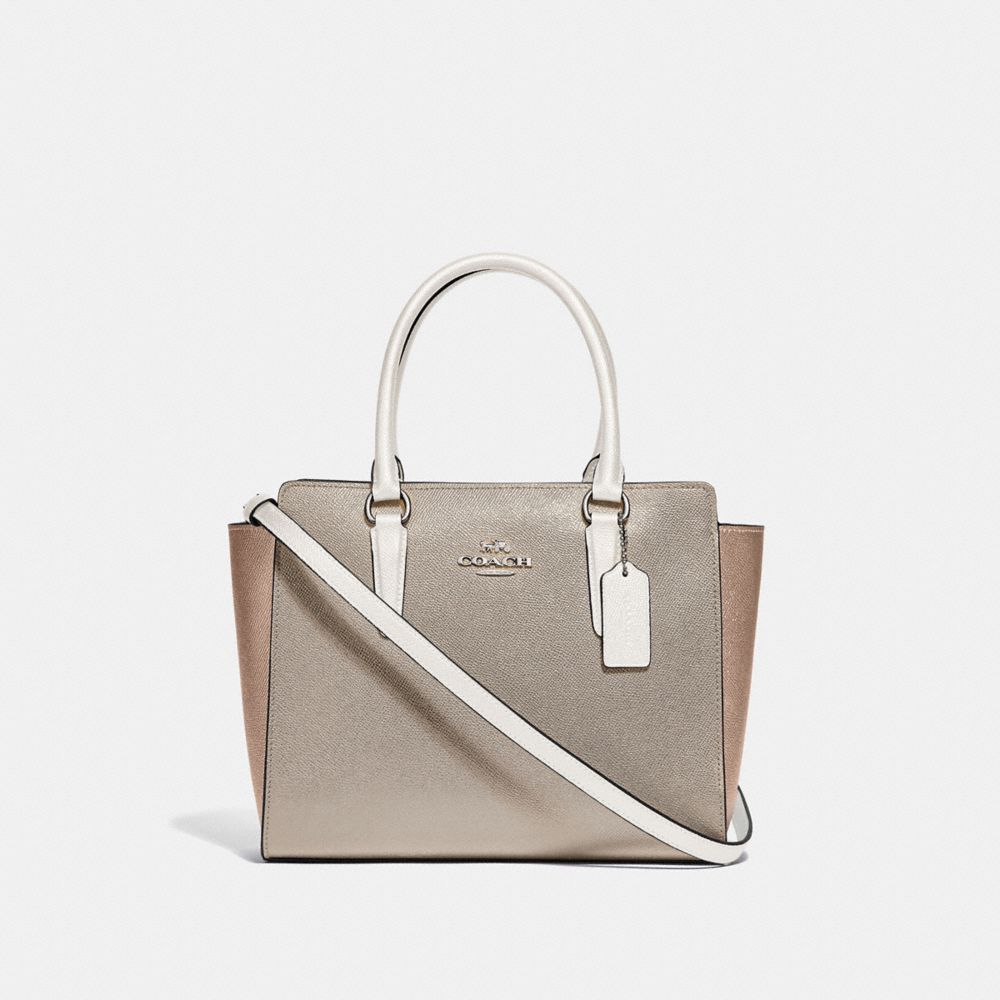 LEAH SATCHEL IN COLORBLOCK - F49057 - CHALK MULTI/SILVER