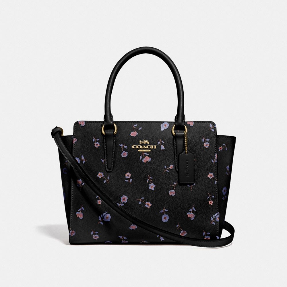 LEAH SATCHEL WITH VINTAGE PRAIRIE PRINT - F49058 - BLACK/MULTI/IMITATION GOLD