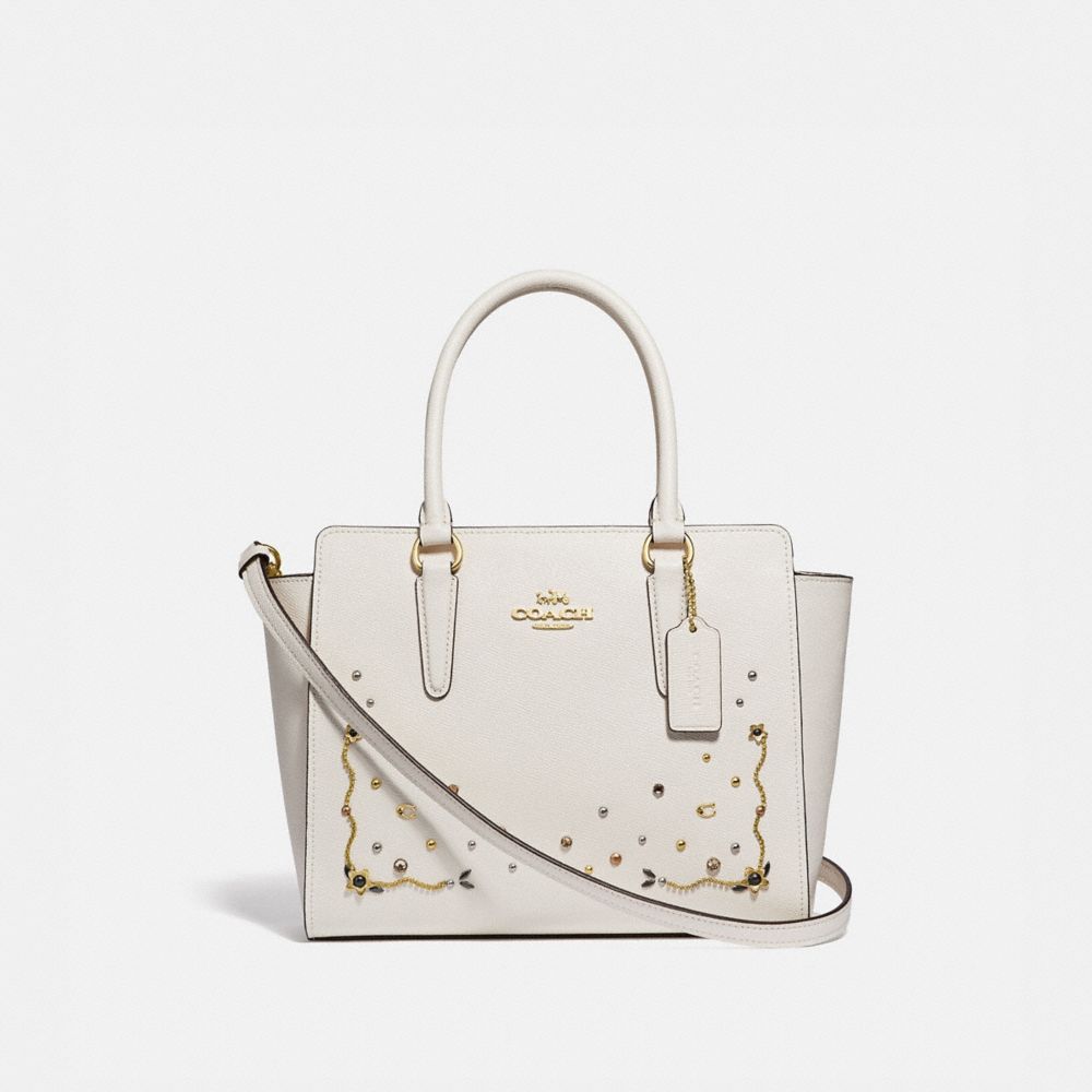 COACH F49061 Leah Satchel With Stardust Crystal Rivets CHALK MULTI/IMITATION GOLD