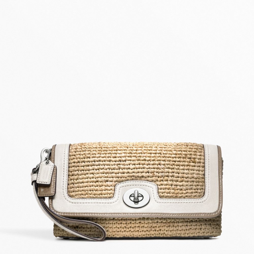 COACH F49103 Straw Large Flap Clutch 