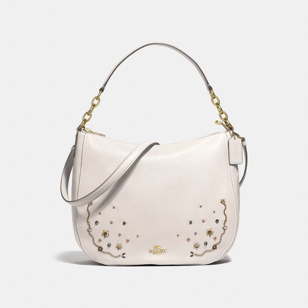 COACH F49127 ELLE HOBO WITH STARDUST CRYSTAL RIVETS CHALK MULTI/IMITATION GOLD