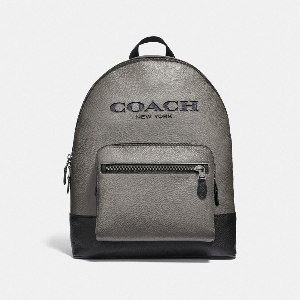 WEST BACKPACK WITH COACH CUT OUT - F49128 - HEATHER GREY MULTI/BLACK ANTIQUE NICKEL