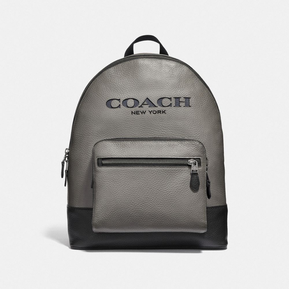 COACH F49128 WEST BACKPACK WITH COACH CUT OUT HEATHER GREY MULTI/BLACK ANTIQUE NICKEL