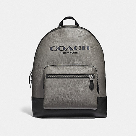 COACH F49128 WEST BACKPACK WITH COACH CUT OUT HEATHER-GREY-MULTI/BLACK-ANTIQUE-NICKEL