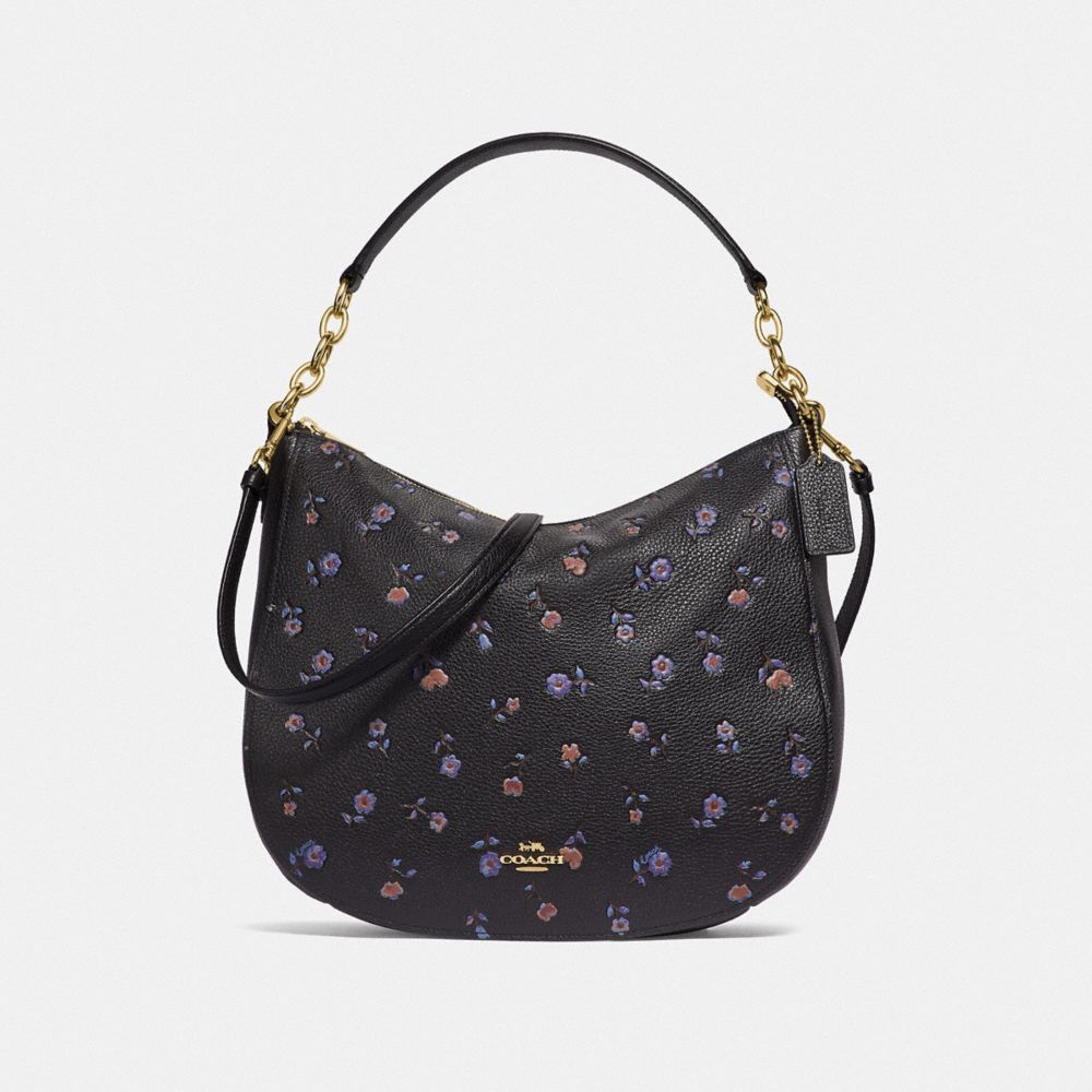 ELLE HOBO WITH VINTAGE PRAIRIE PRINT - F49129 - BLACK/MULTI/IMITATION GOLD