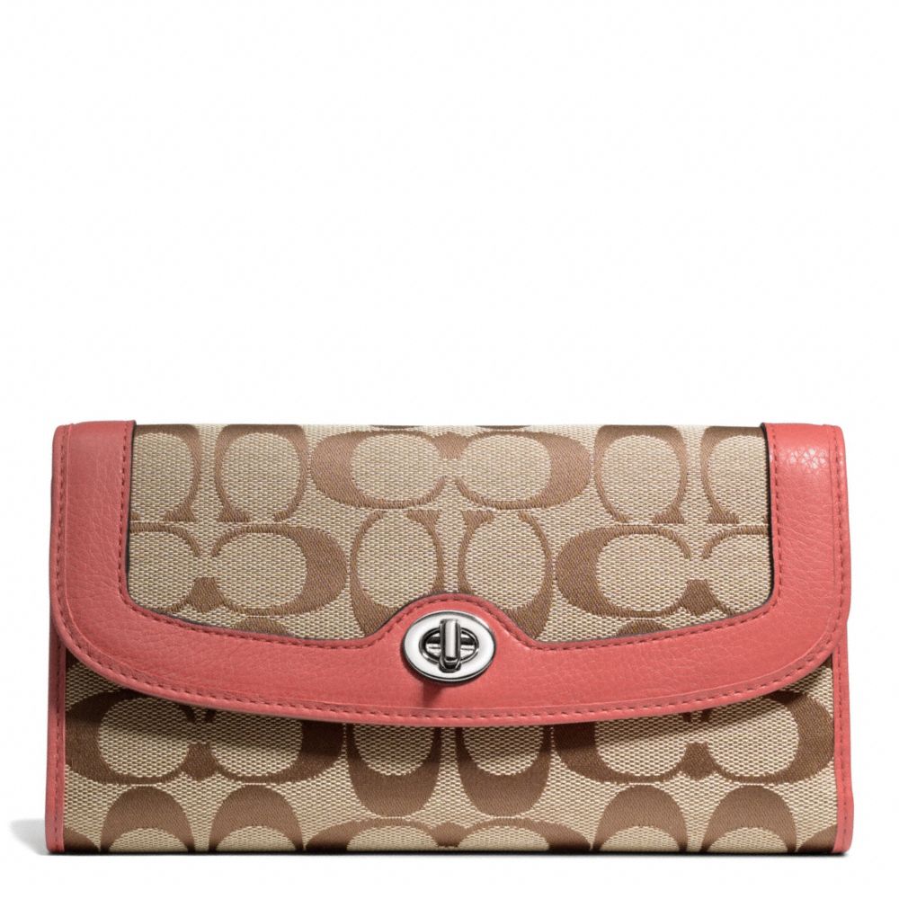 COACH PARK SIGNATURE CHECKBOOK - SILVER/KHAKI/TEAROSE - f49145