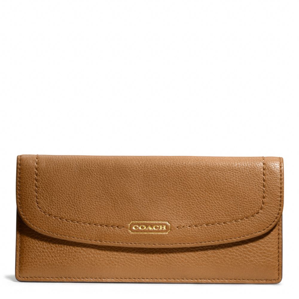 COACH F49150 PARK LEATHER SOFT WALLET BRASS/BRITISH-TAN