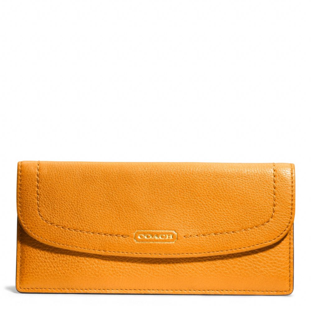 COACH f49150 PARK LEATHER SOFT WALLET BRASS/ORANGE SPICE