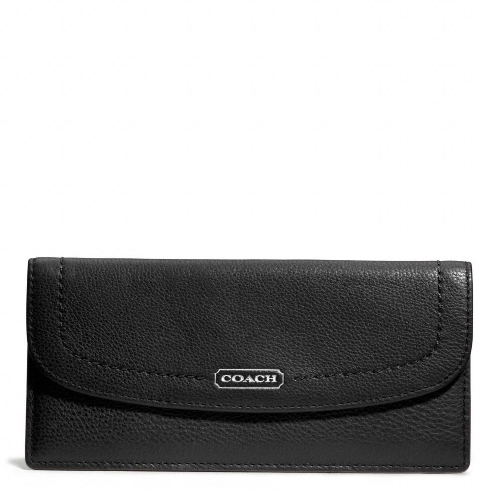 PARK LEATHER SOFT WALLET - SILVER/BLACK - COACH F49150