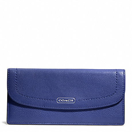 COACH f49150 PARK LEATHER SOFT WALLET SILVER/FRENCH BLUE