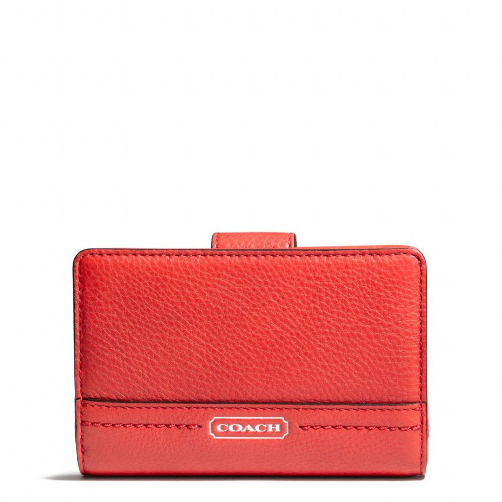 COACH f49153 PARK LEATHER MEDIUM WALLET SILVER/VERMILLION