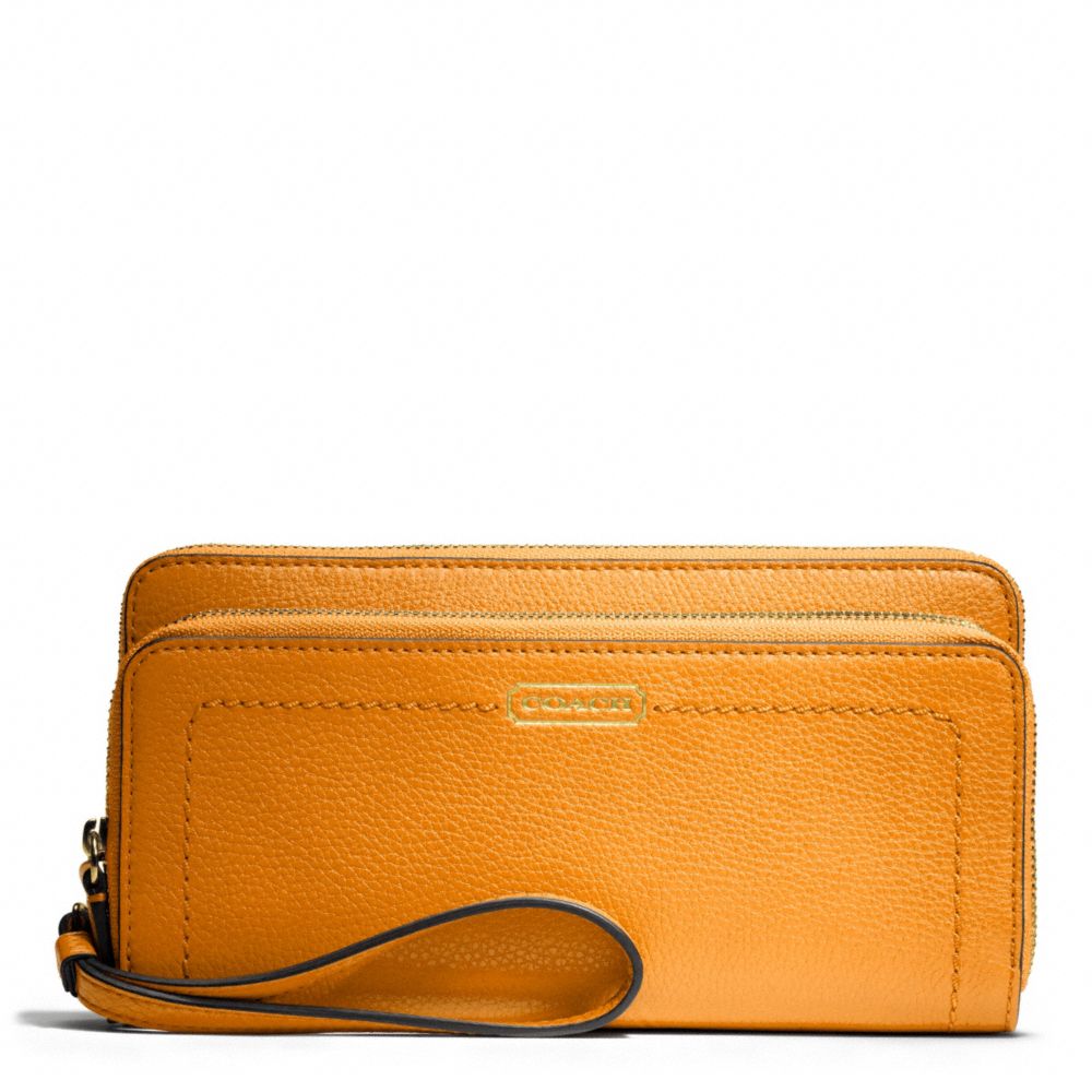 PARK LEATHER DOUBLE ACCORDION ZIP - f49157 - BRASS/ORANGE SPICE