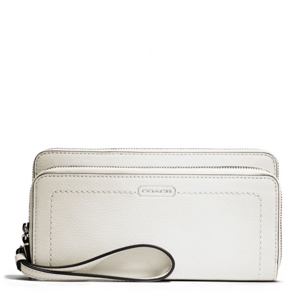 PARK LEATHER DOUBLE ACCORDION ZIP - SILVER/PARCHMENT - COACH F49157