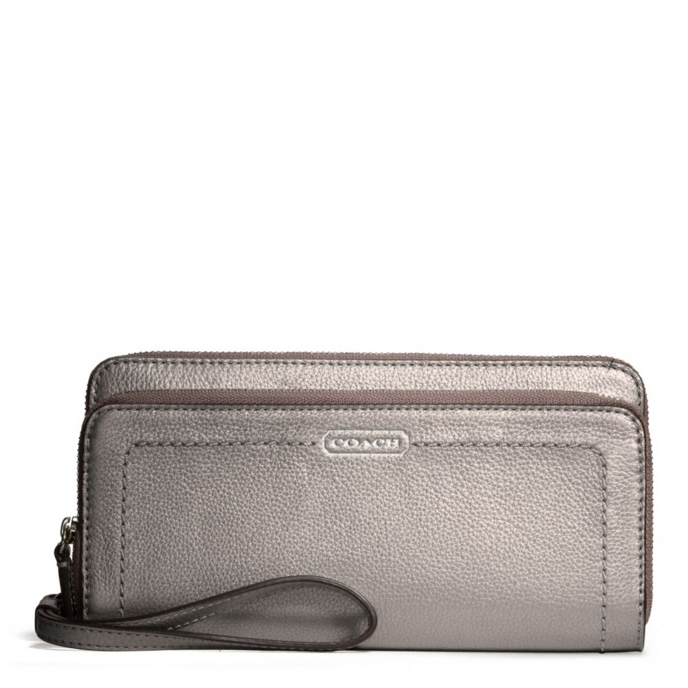 COACH f49157 PARK LEATHER DOUBLE ACCORDION ZIP SILVER/PEWTER